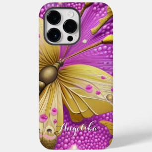 Beautiful Gold Butterfly Watercolor Personalized Case-Mate iPhone 14 Pro Max Case