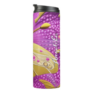 Beautiful Gold Butterfly Watercolor Personalized Thermal Tumbler