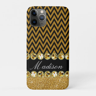 Beautiful Gold Chevron Glitter Jewels Elegant iPhone 11 Pro Case