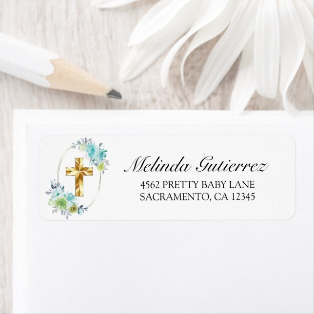 Beautiful Gold Cross Blue Floral Baby Boy Baptism (Insitu)