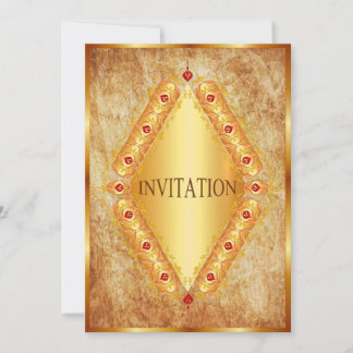 Beautiful gold Diamond in brown invitation