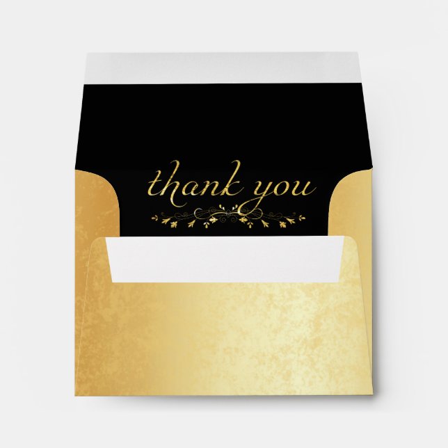 Beautiful Gold Foil, Elegant, Thank You Envelope (Back (Bottom))