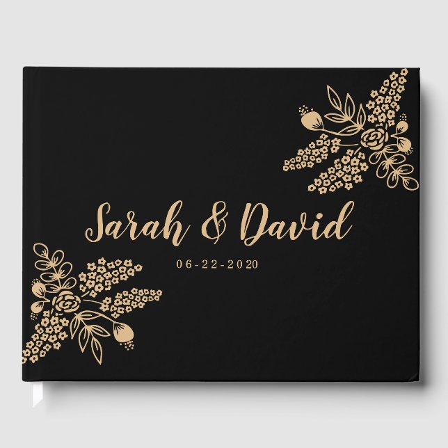 Beautiful Gold Foil Wedding Guest book (Front)