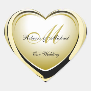 Beautiful Gold Heart Our Wedding Sticker