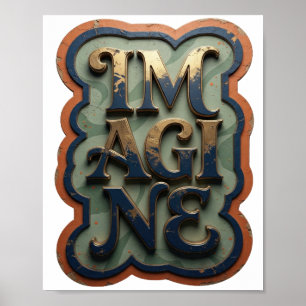 Beautiful Gold IMAGINE Design Poster