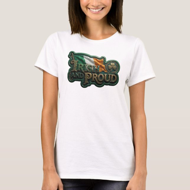 Beautiful Gold IRISH AND PROUD Statement Tee (Front)