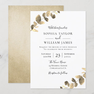 Beautiful Gold Leaves Autumn Fall Spring Wedding Invitation