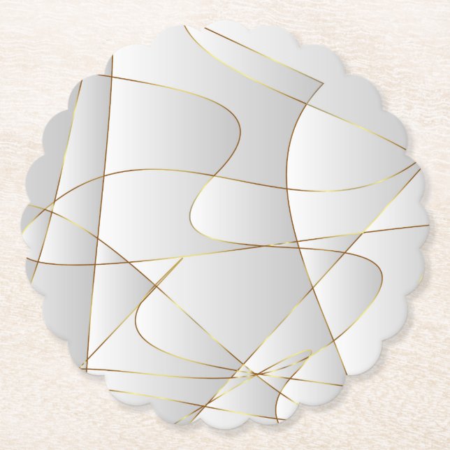 Beautiful gold lines paper coaster (Front)