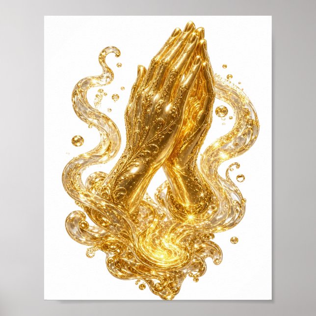 Beautiful Gold PRAYING HANDS Poster (Front)
