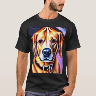 Beautiful Gold Retriever Cartoon Character Oil Pai T-Shirt