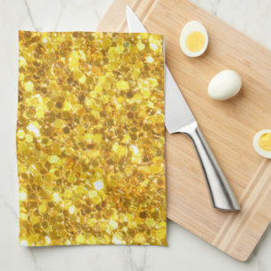 Beautiful Gold Sparkle Glitter Pattern Kitchen Towel