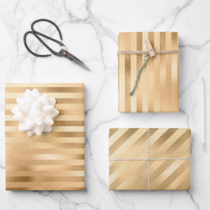 Beautiful Gold Striped Wedding Wrapping Paper Sheet