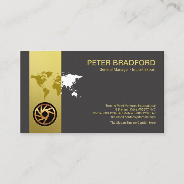 Beautiful Gold Tab Global Display Sales Marketing Business Card (Front)