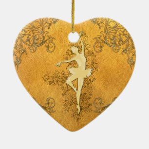Beautiful golden ballerina ceramic ornament