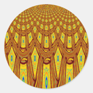 Beautiful Golden Brown African Tribal Print vector Classic Round Sticker