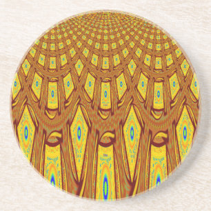 Beautiful Golden Brown African Tribal Print vector Coaster