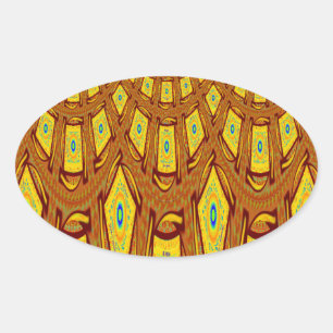 Beautiful Golden Brown African Tribal Print vector Oval Sticker