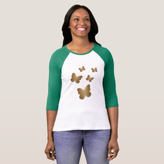 Beautiful Golden Butterflies Modern Art T-Shirt