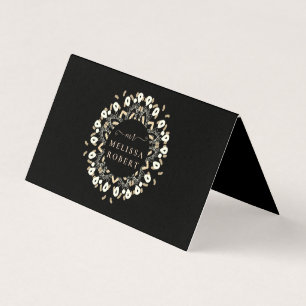 Beautiful Golden Floral Mandala Marble Monogrammed Business Card