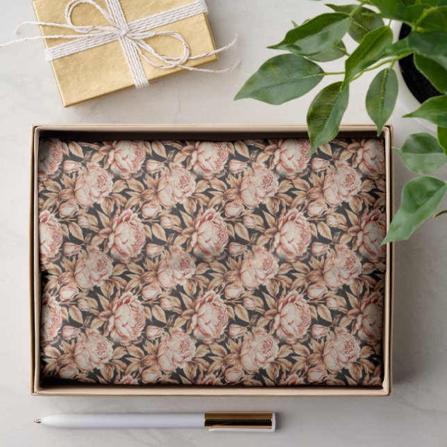Beautiful Golden Flowers Tissue Paper (Gift)