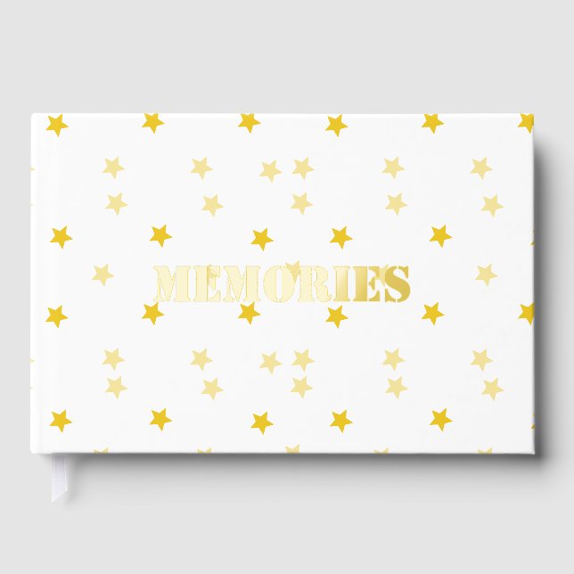 Beautiful golden foil memories photo/ guest book.  guest book (Front)