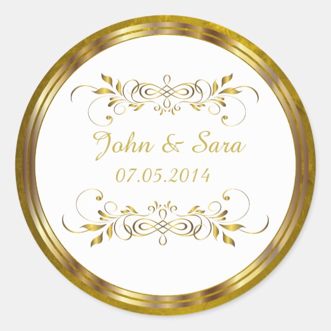 Beautiful Golden Foil Outline Classic Round Sticker (Front)