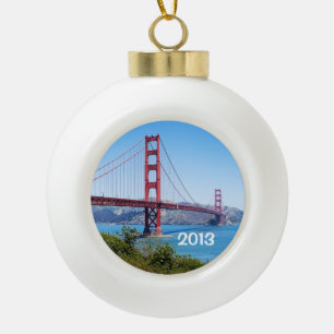 Beautiful Golden Gate Bridge Ceramic Ball Christmas Ornament