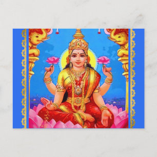Beautiful Golden Lakshmi Diwali Goddess Postcard