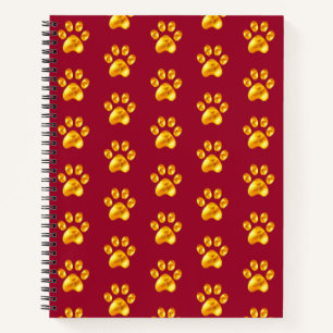 Beautiful Golden Paws on Maroon Notebook