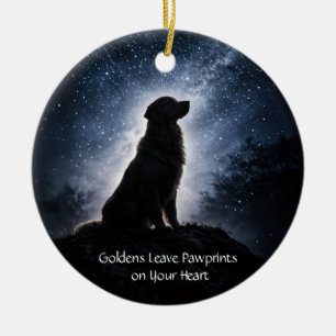 Beautiful Golden Retriever Starry Sky Holiday Ceramic Ornament