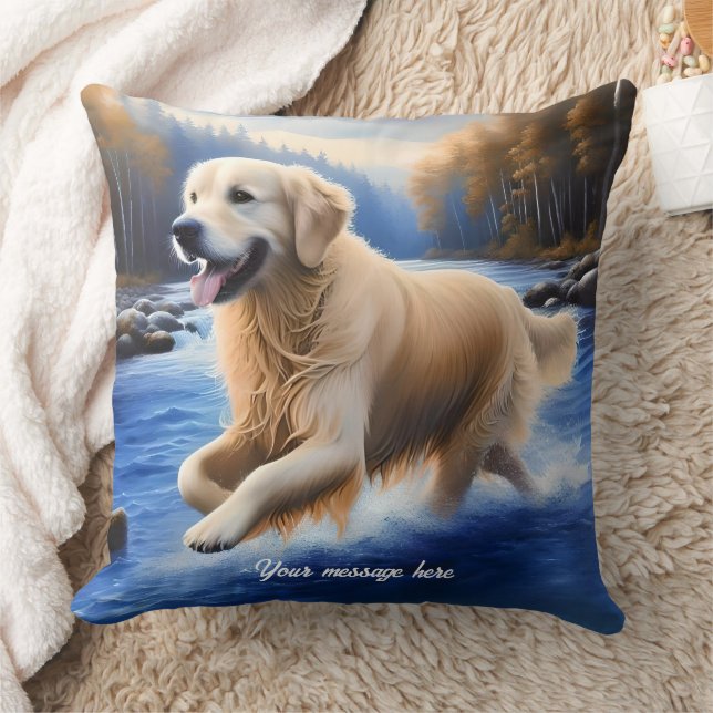 Beautiful Golden Retriever Throw Pillow (Blanket)