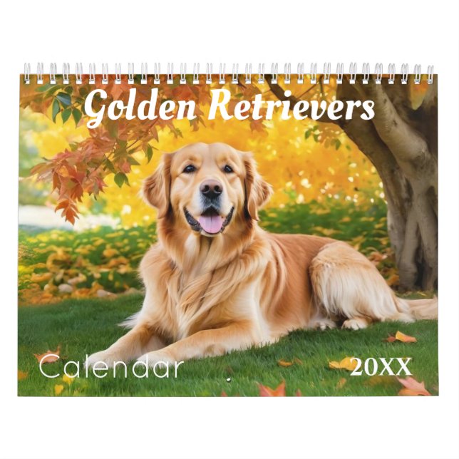 Beautiful Golden Retrievers Dog Lovers Wall Calendar (Cover)