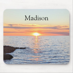 Beautiful Golden Sunset Custom Name Mouse Pad