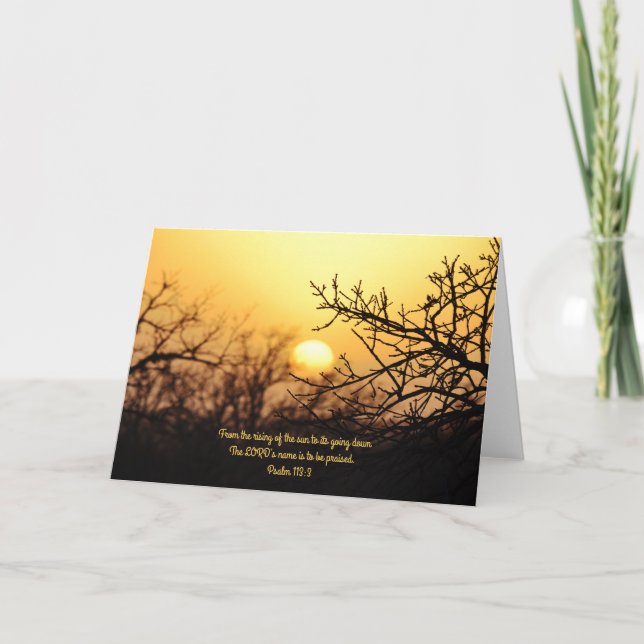 Beautiful Golden Sunset Scripture Psalm 113:3 Card (Front)