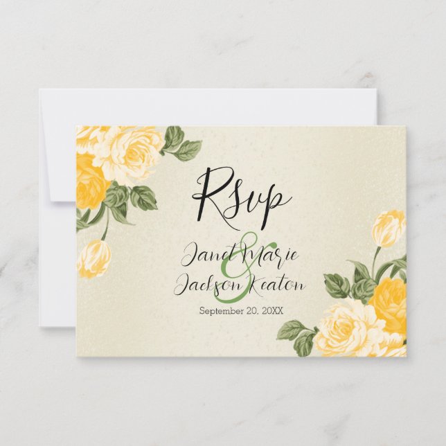 Beautiful Golden Yellow Floral - RSVP Card (Front)