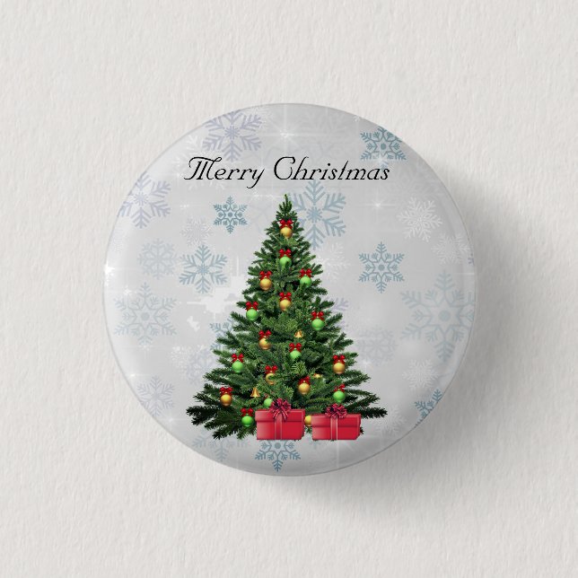 Beautiful, Gorgeous, Sparkly, Pine Tree  1 Inch Round Button (Front)