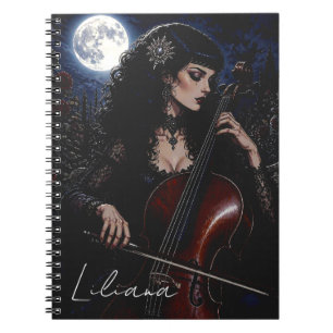 Beautiful Gothic Beauty Playing Cello Personalized Notebook