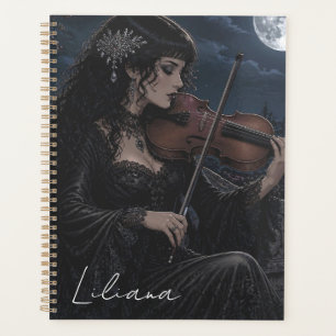 Beautiful Gothic Beauty Playing Viola Personalized Planner