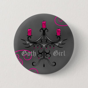 Beautiful Gothic candelabra on grey grunge 2 Inch Round Button