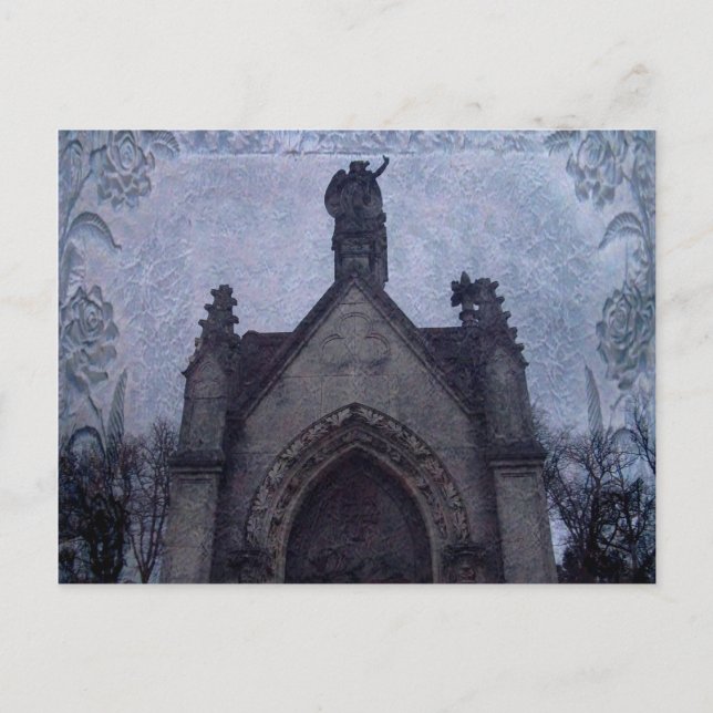 Beautiful gothic cemetery crypt postcard (Front)