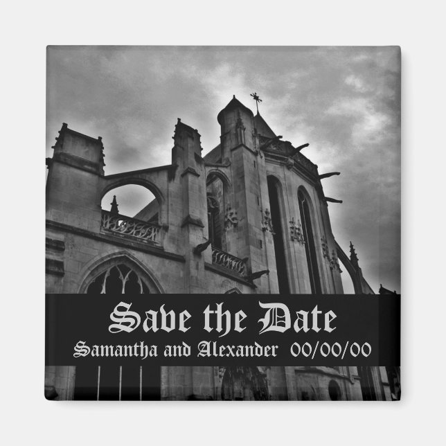 Beautiful Gothic Save the Date Magnet (Front)