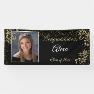 Beautiful Graduation Gold Glitter Confetti Banner