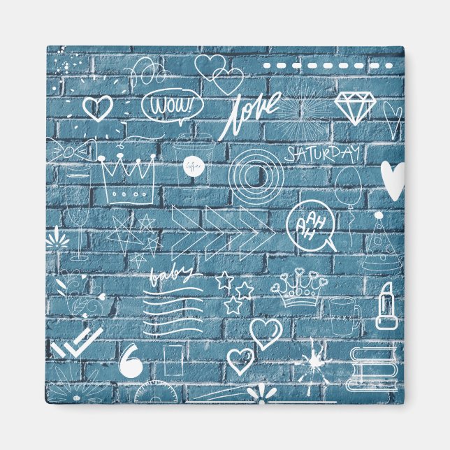 Beautiful Graffiti Art on Wall Green Calligraphy Magnet (Front)