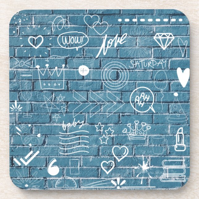 Beautiful Graffiti on Wall Green Calligraphy Coaster (Front)