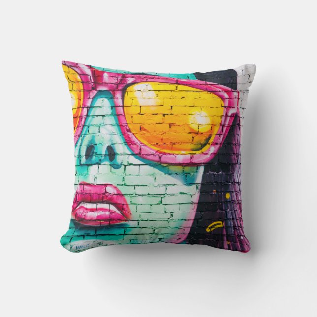 Beautiful Graffiti Throw Pillow (Front)