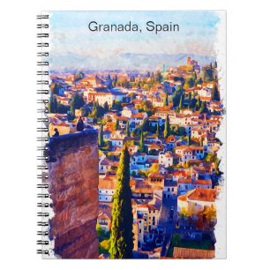 Beautiful Granada Spain Watercolor View Notebook