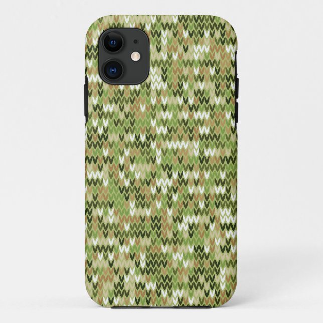 Beautiful granny knit pattern in green olive colou Case-Mate iPhone case (Back)
