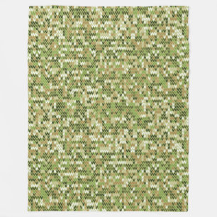 Beautiful granny knit pattern in green olive colou fleece blanket