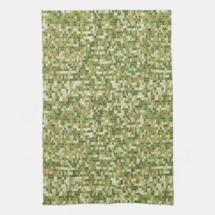 Beautiful granny knit pattern in green olive colou kitchen towel