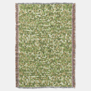 Beautiful granny knit pattern in green olive colou throw blanket